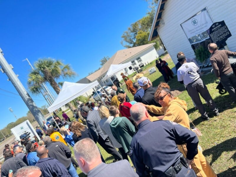 A crowd of people attended the HOCSM groundbreaking event.
