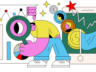 An image shows a person inspecting election information.